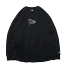 長袖 コットン オーバーサイズド Tシャツ アウトライン フラッグロゴ ブラック