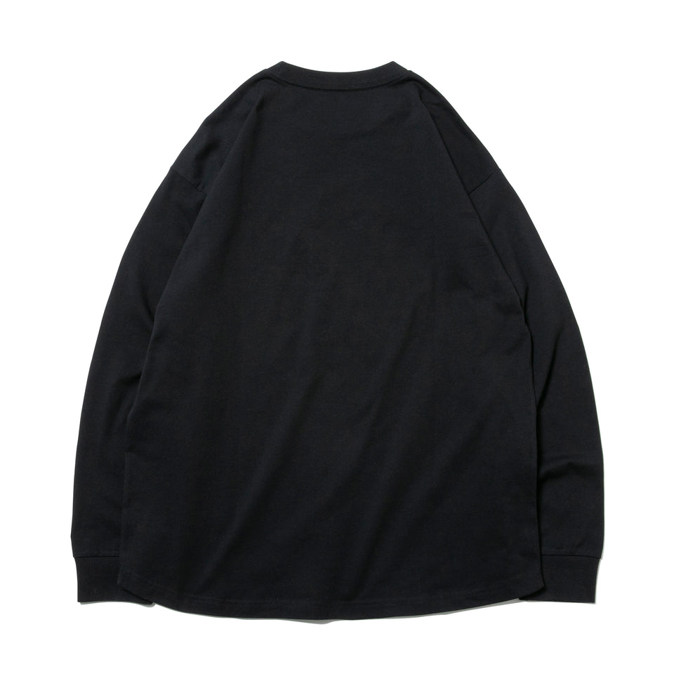 長袖 コットン オーバーサイズド Tシャツ アウトライン フラッグロゴ ブラック