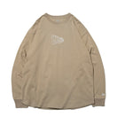 長袖 コットン オーバーサイズド Tシャツ アウトライン フラッグロゴ ベージュ