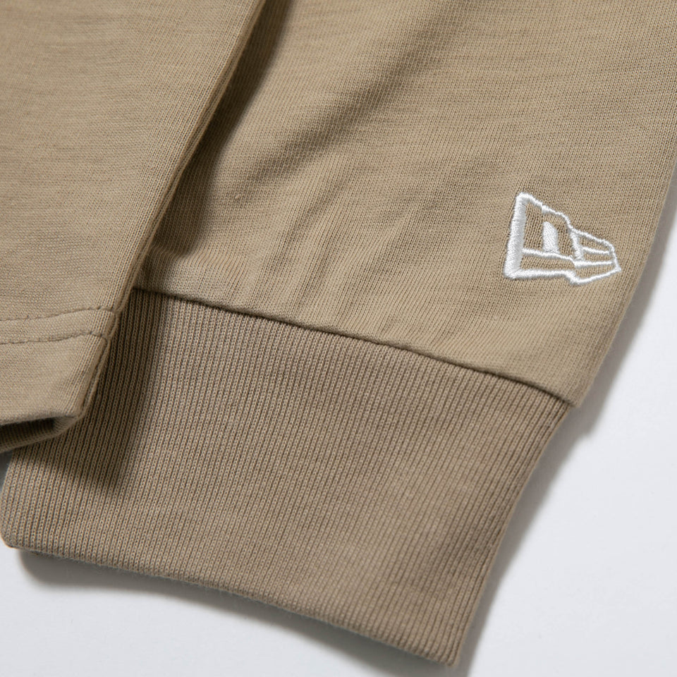 長袖 コットン オーバーサイズド Tシャツ アウトライン フラッグロゴ ベージュ