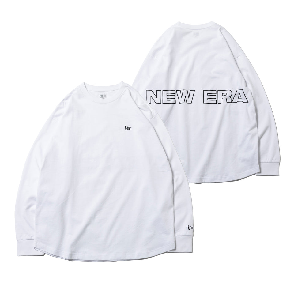 長袖 コットン オーバーサイズド Tシャツ アウトライン ニューエラ ホワイト