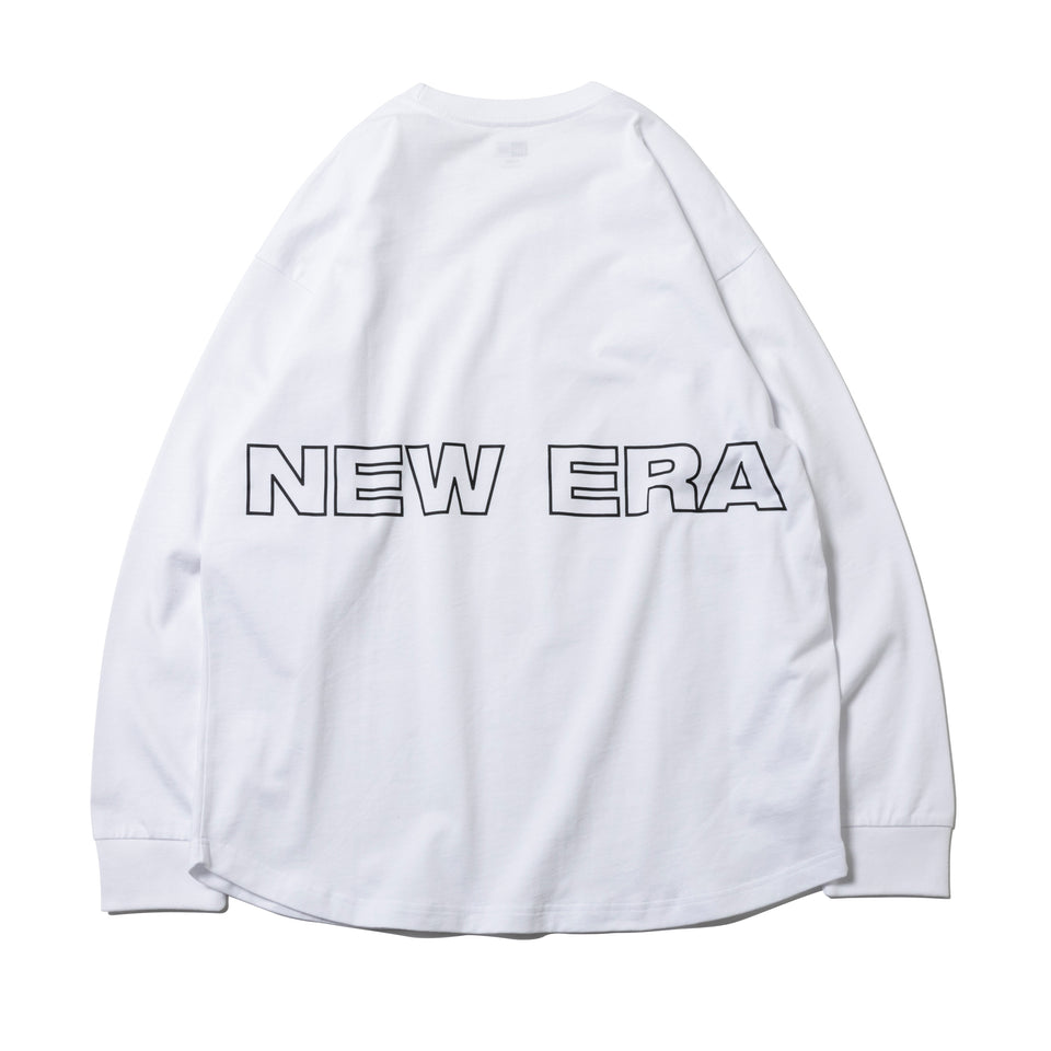 長袖 コットン オーバーサイズド Tシャツ アウトライン ニューエラ ホワイト