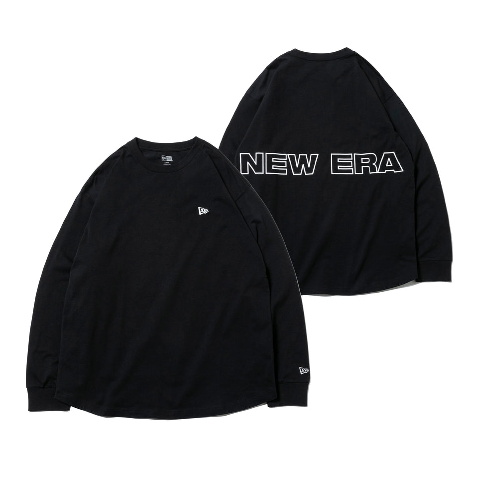 長袖 コットン オーバーサイズド Tシャツ アウトライン ニューエラ ブラック