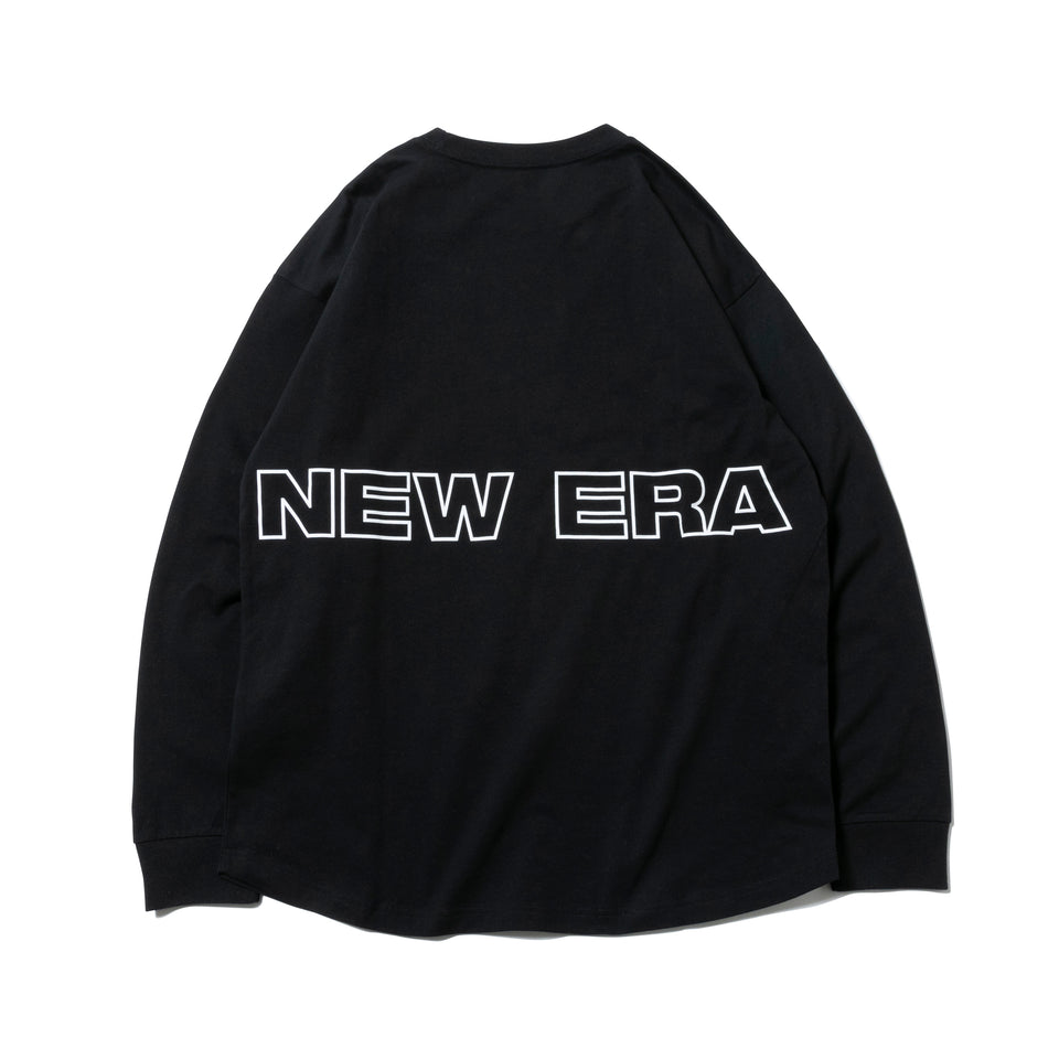 長袖 コットン オーバーサイズド Tシャツ アウトライン ニューエラ ブラック