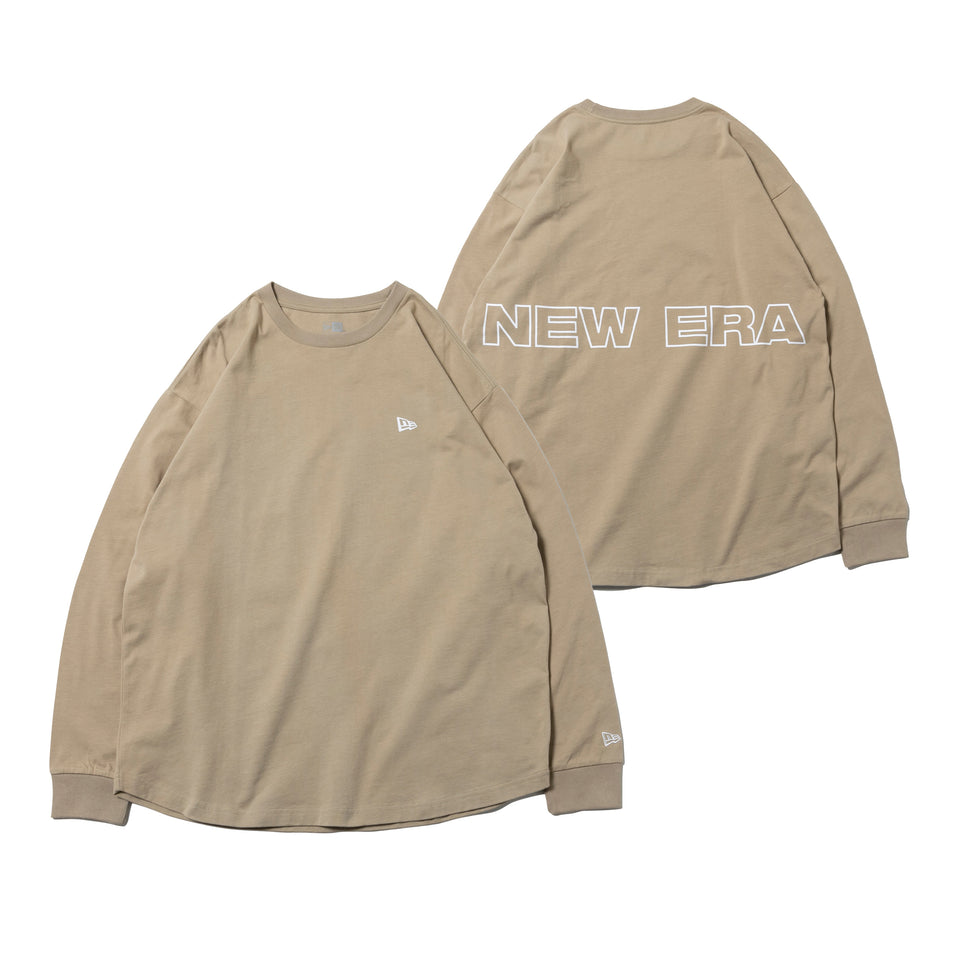 長袖 コットン オーバーサイズド Tシャツ アウトライン ニューエラ ベージュ