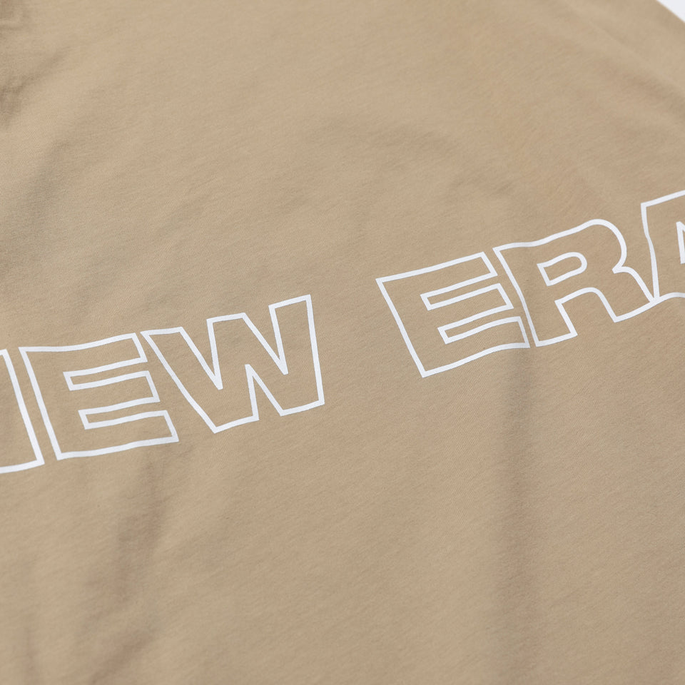 長袖 コットン オーバーサイズド Tシャツ アウトライン ニューエラ ベージュ