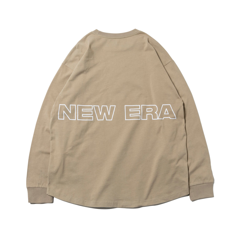 長袖 コットン オーバーサイズド Tシャツ アウトライン ニューエラ ベージュ