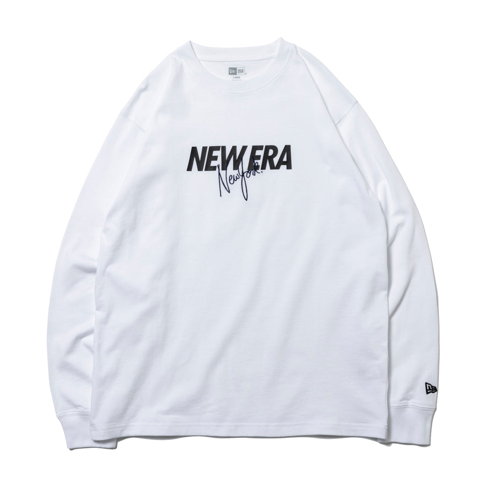 長袖 コットン Tシャツ New Era New York ホワイト レギュラーフィット