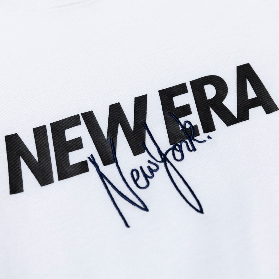 長袖 コットン Tシャツ New Era New York ホワイト レギュラーフィット