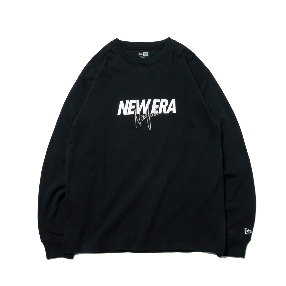 長袖 コットン Tシャツ New Era New York ブラック レギュラーフィット