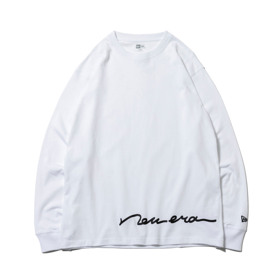 長袖 コットン Tシャツ ハンドリトゥン ホワイト レギュラーフィット