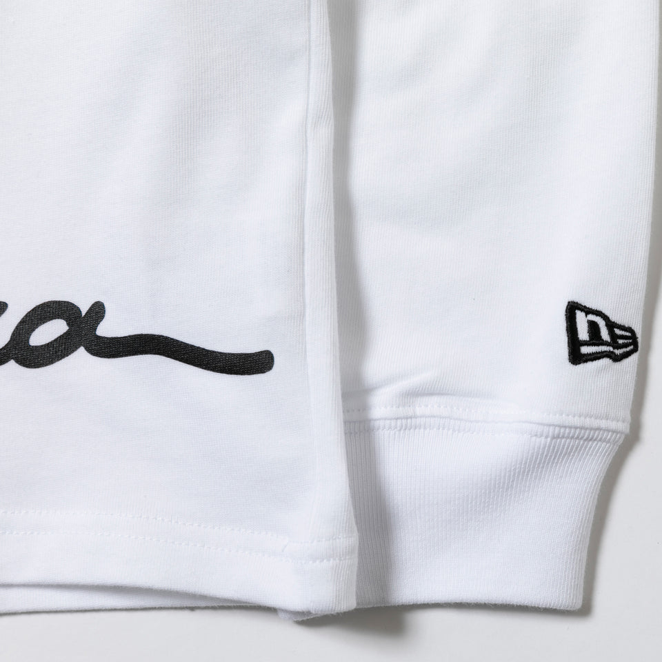 長袖 コットン Tシャツ ハンドリトゥン ホワイト レギュラーフィット