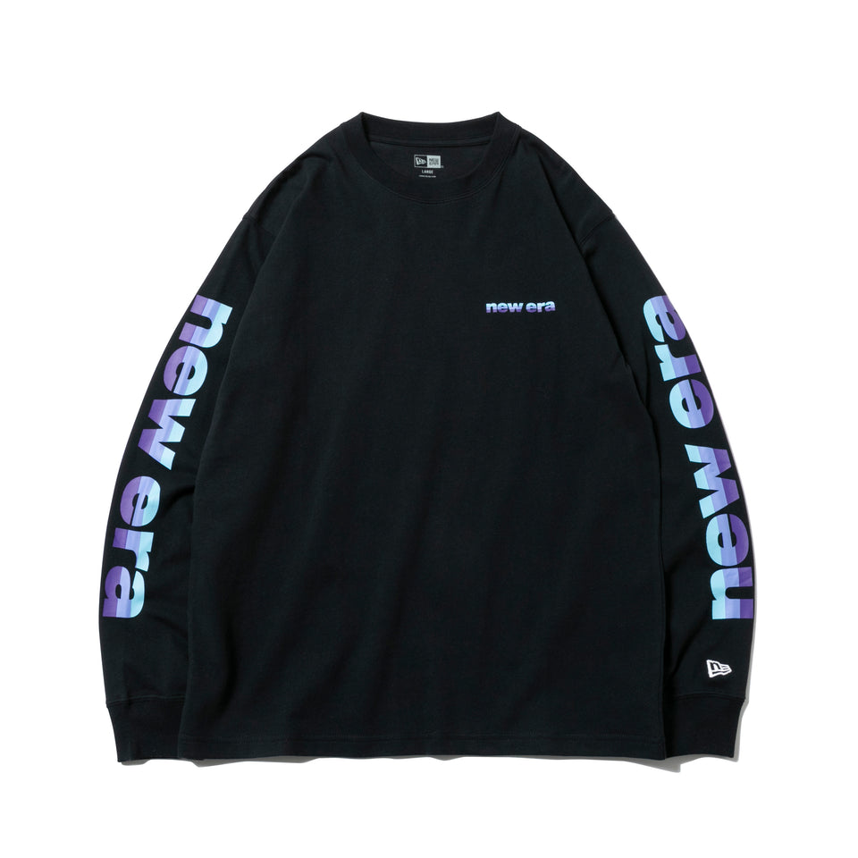 長袖 コットン Tシャツ 3トーンロゴ ブラック レギュラーフィット
