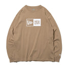 長袖 コットン Tシャツ ボックスロゴ ベージュ レギュラーフィット