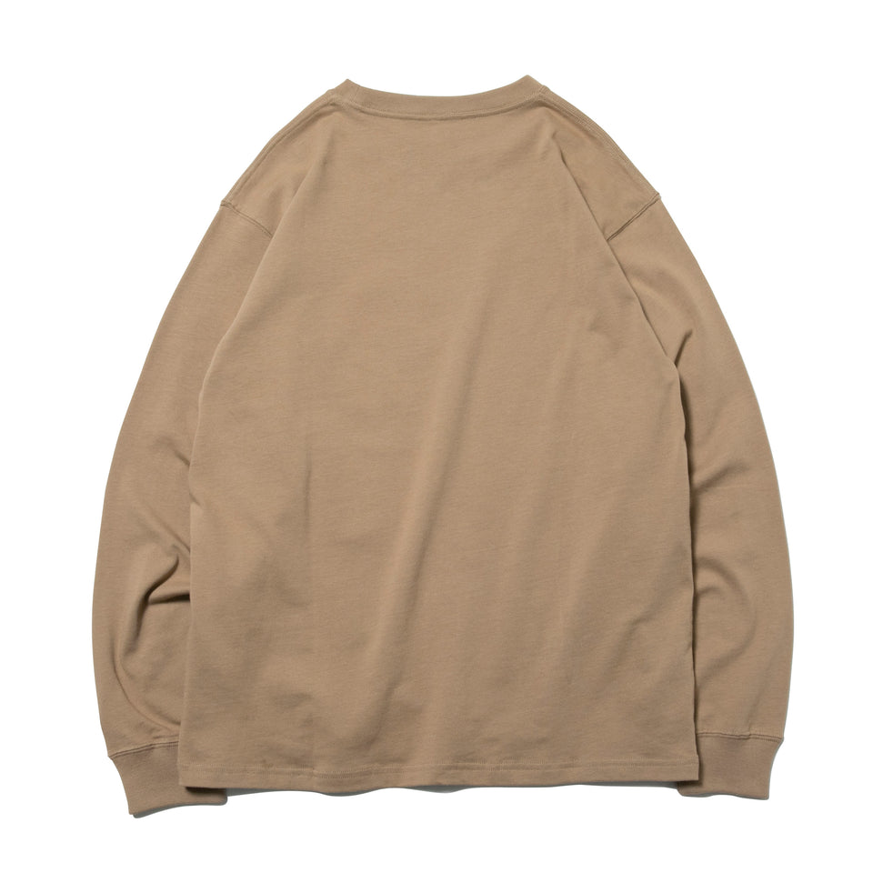 長袖 コットン Tシャツ ボックスロゴ ベージュ レギュラーフィット
