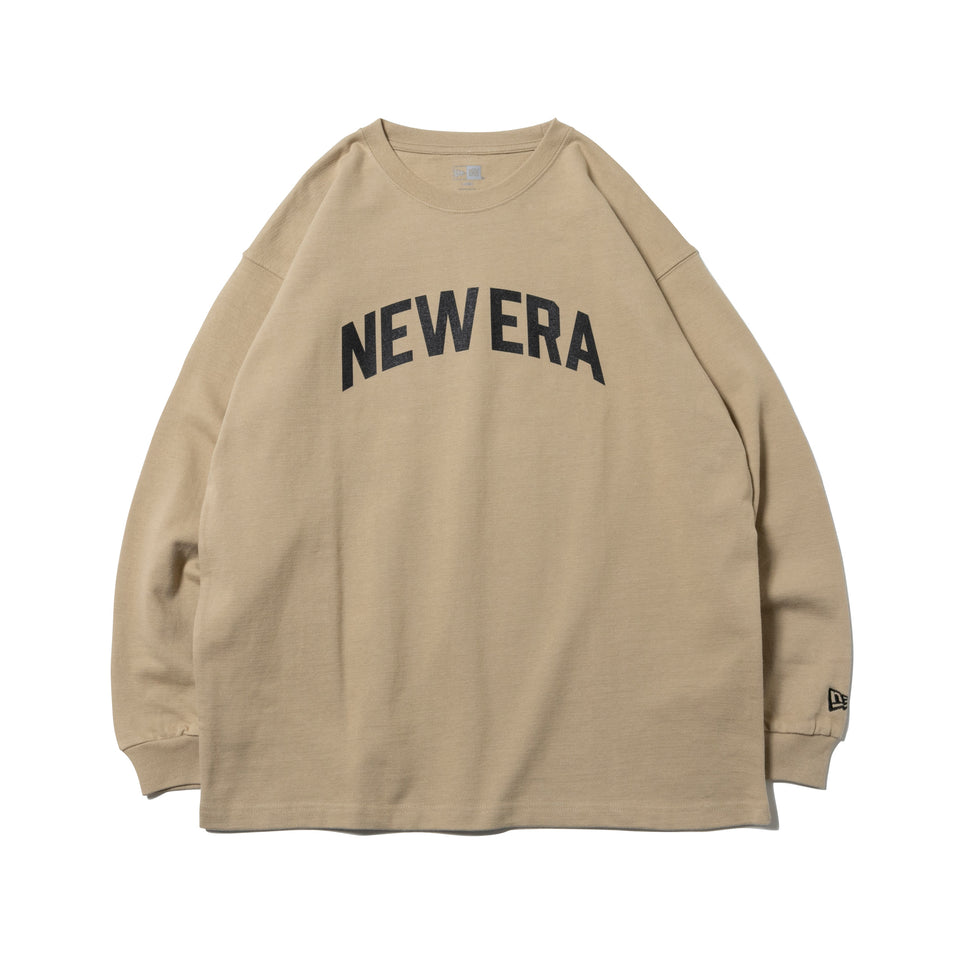 長袖 コットン ヘビーウェイト Tシャツ アーチロゴ ベージュ