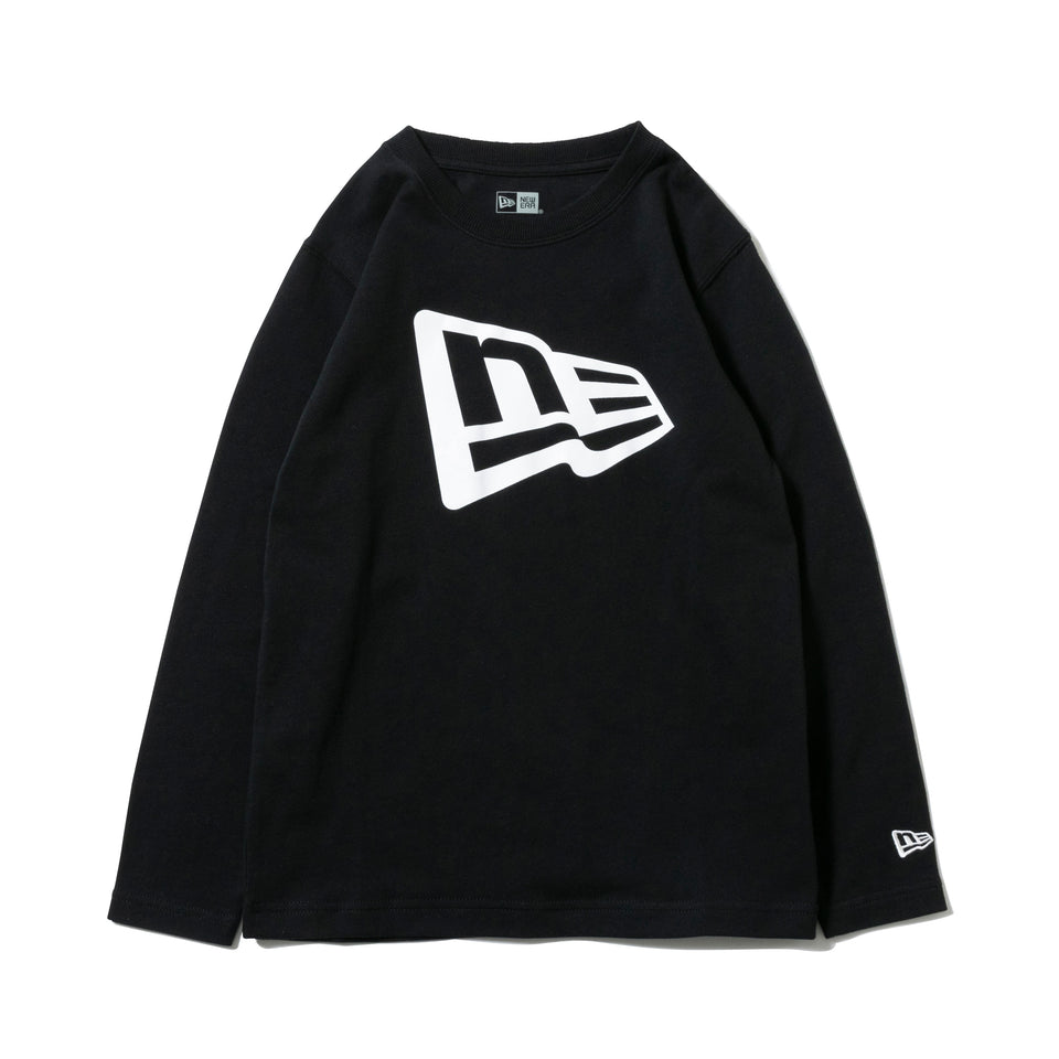 Child 長袖 コットン Tシャツ フラッグロゴ ブラック