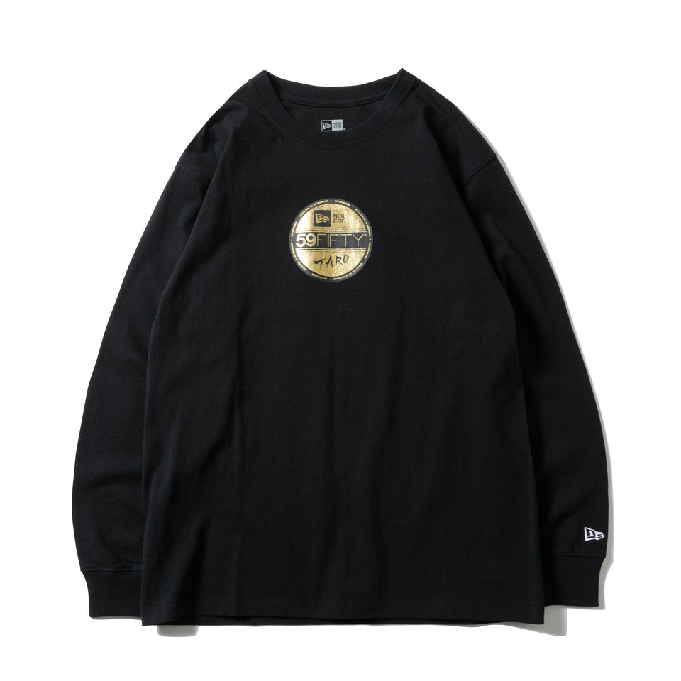 長袖 コットン Tシャツ Taro Okamoto 岡本太郎 太陽の塔 バイザーステッカーロゴ ブラック リラックスフィット