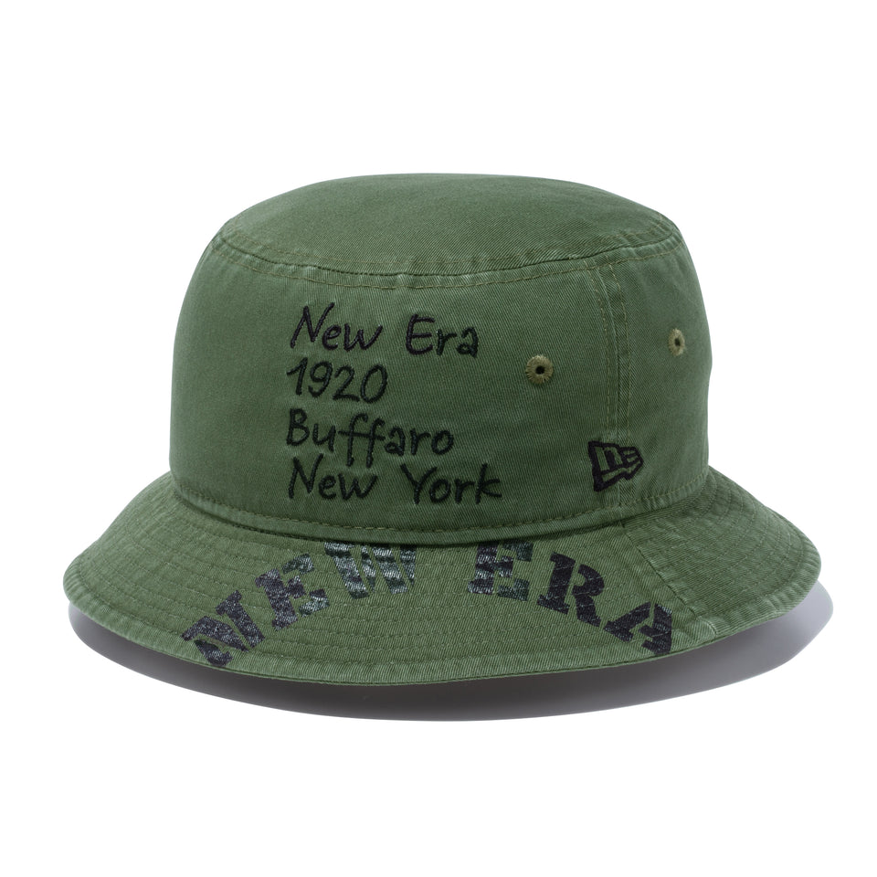バケット01 Military ミリタリー エンブロイダリー プリント ニューオリーブ