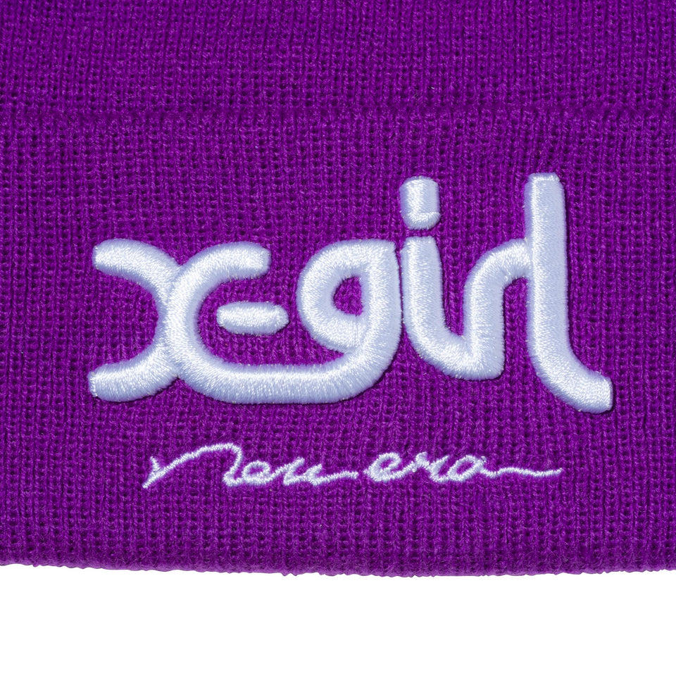 ベーシック カフニット X-GIRL ミルズロゴ グレープ