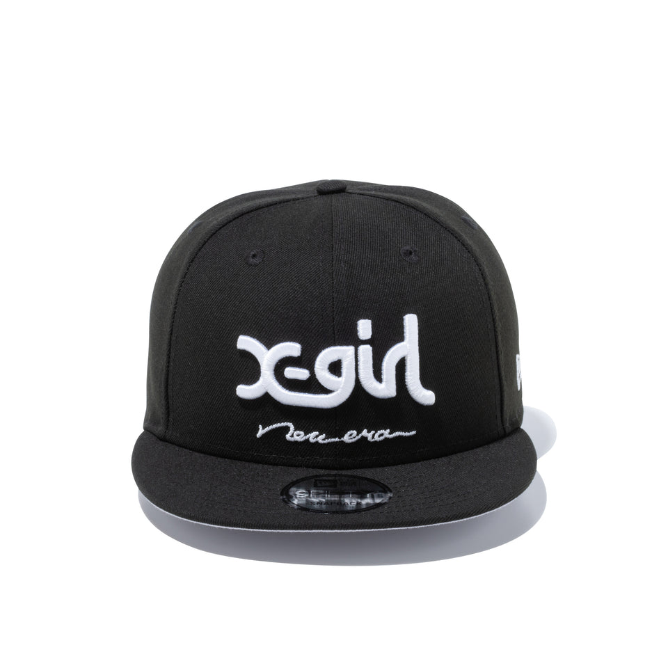 9FIFTY X-girl ミルズロゴ new era ブラック × スノーホワイト グレーアンダーバイザー
