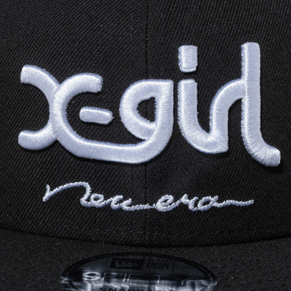 9FIFTY X-girl ミルズロゴ new era ブラック × スノーホワイト グレーアンダーバイザー