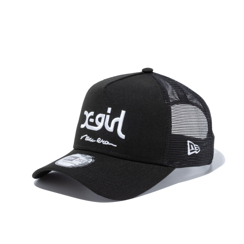 9FORTY A-Frame トラッカー X-girl ミルズロゴ new era ブラック × スノーホワイト | NEW ERA ニューエラ公式オンラインストア