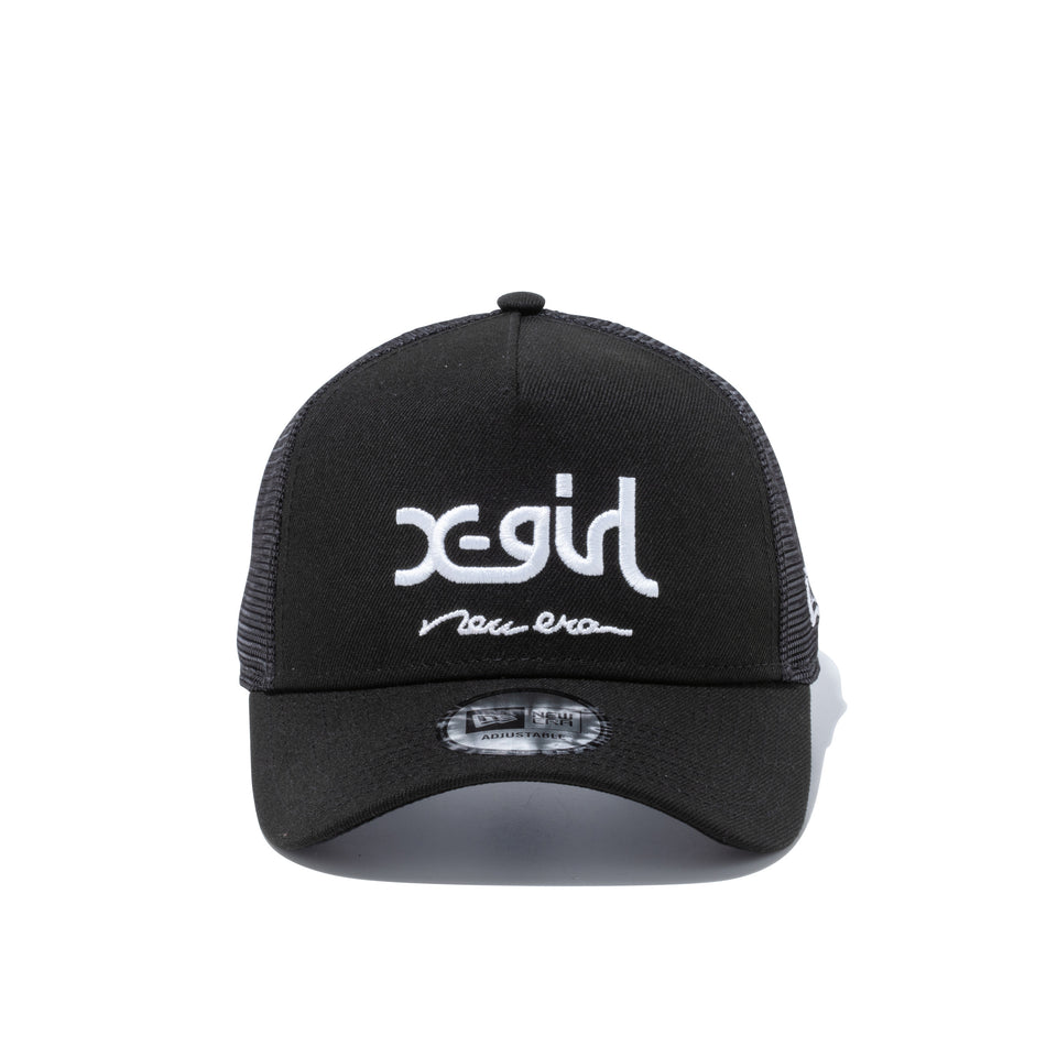 9FORTY A-Frame トラッカー X-girl ミルズロゴ new era ブラック × スノーホワイト