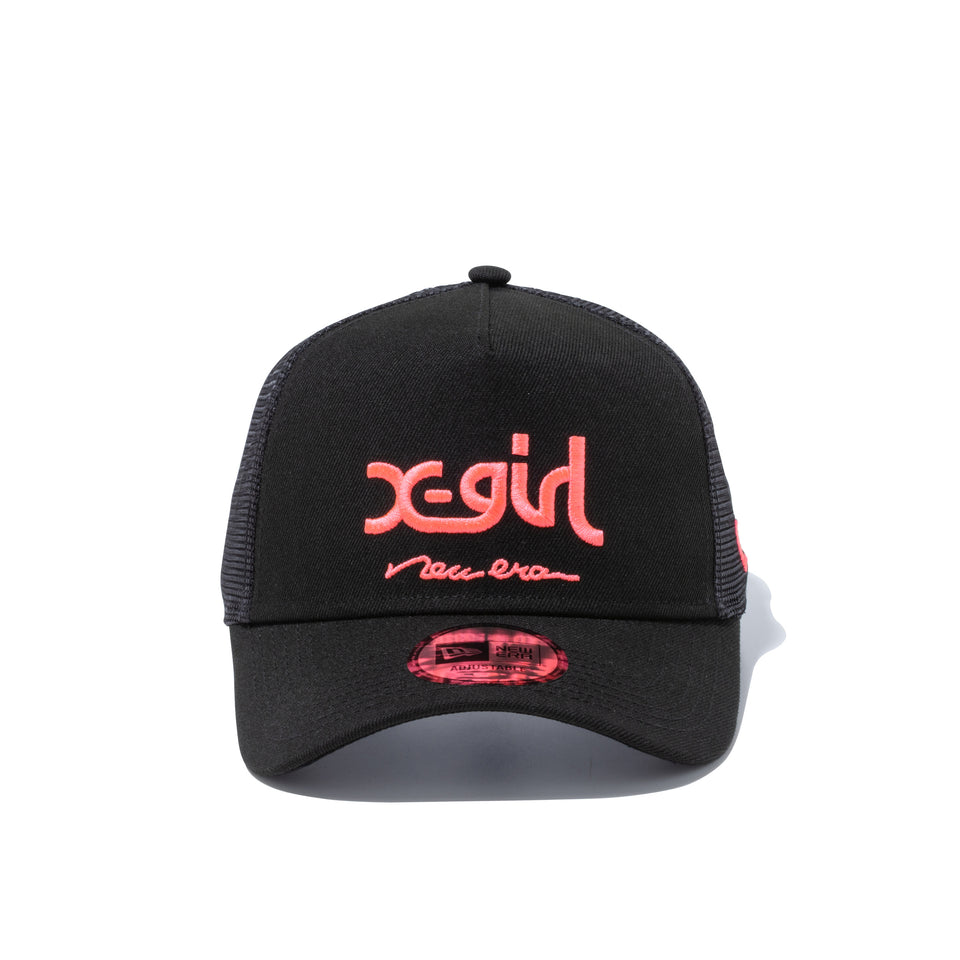 9FORTY A-Frame トラッカー X-girl ミルズロゴ new era ブラック × サンセットオレンジ