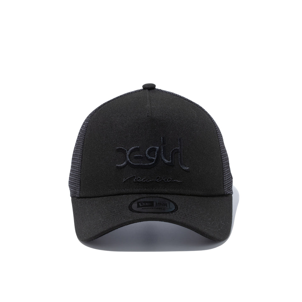 9FORTY A-Frame トラッカー X-girl ミルズロゴ new era ブラック × ブラック