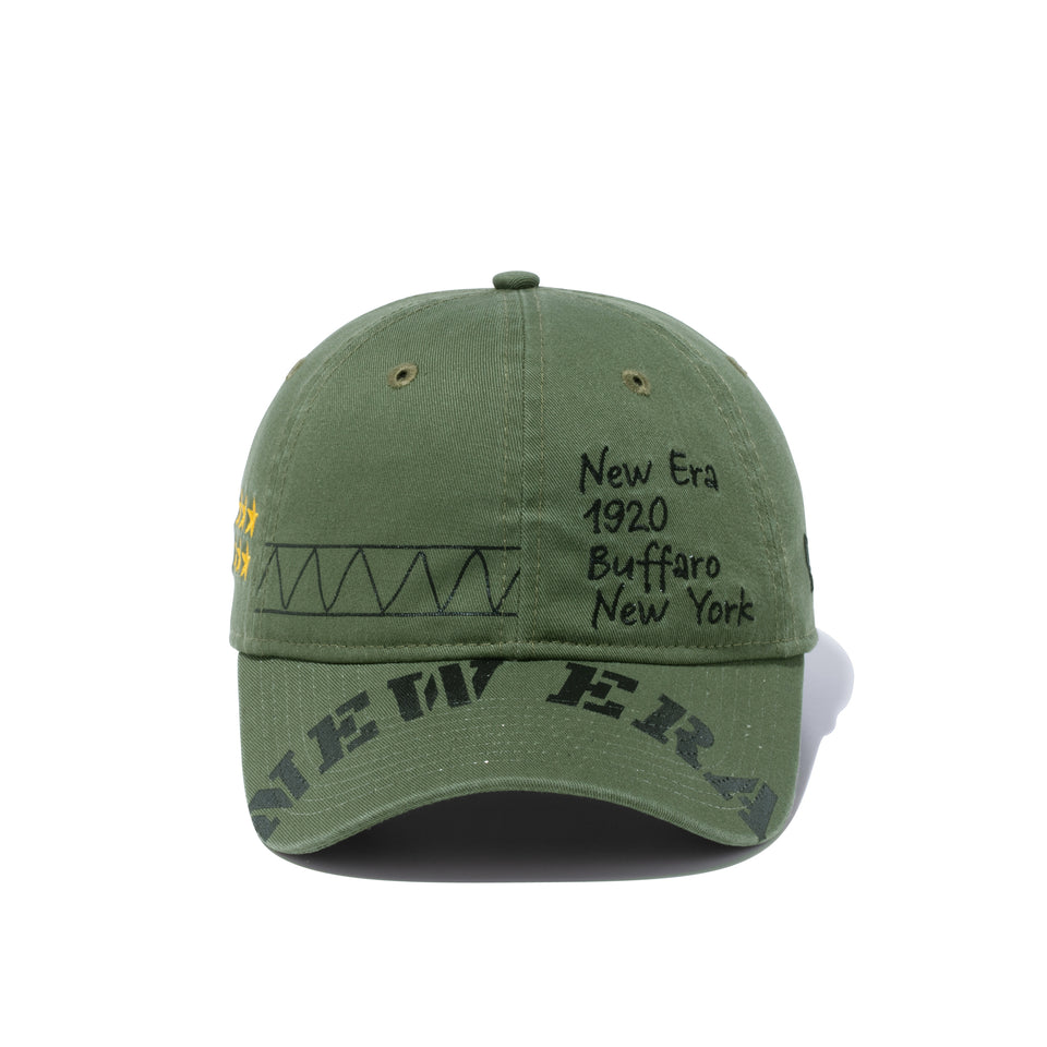 9THIRTY Military ミリタリー エンブロイダリー プリント ニューオリーブ