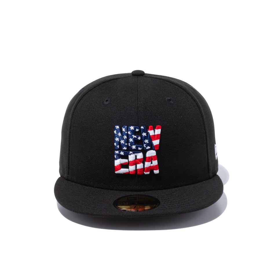 59FIFTY NEW ERA スクエアロゴ USフラッグ ブラック