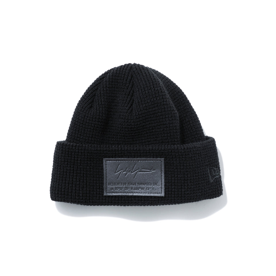 カフニット ショート Yohji Yamamoto FW21 ワッフル レザーパッチ ブラック