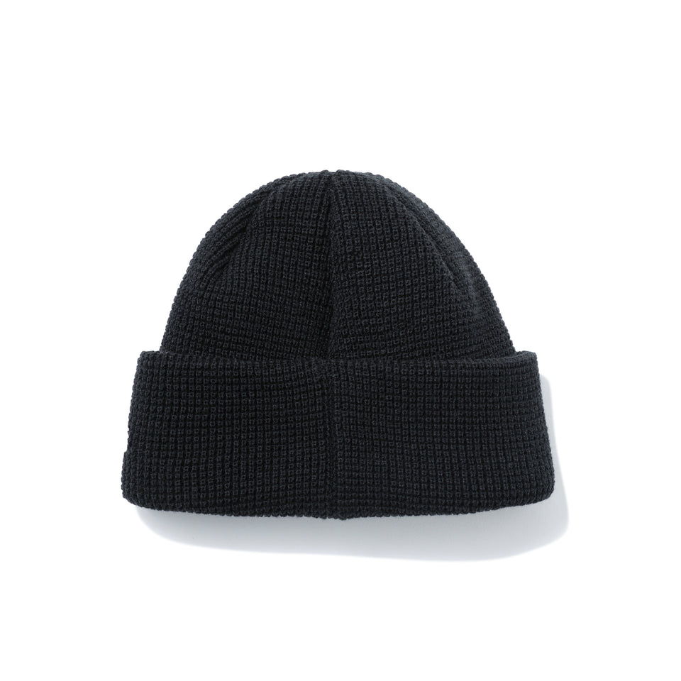 カフニット ショート Yohji Yamamoto FW21 ワッフル レザーパッチ ブラック