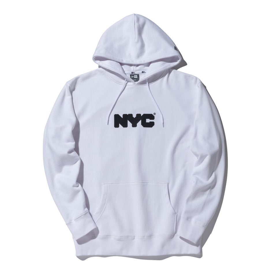 裏毛 スウェット プルオーバー フーディー NYC チャンキーロゴ ホワイト