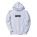 裏毛 スウェット プルオーバー フーディー NYC チャンキーロゴ ホワイト