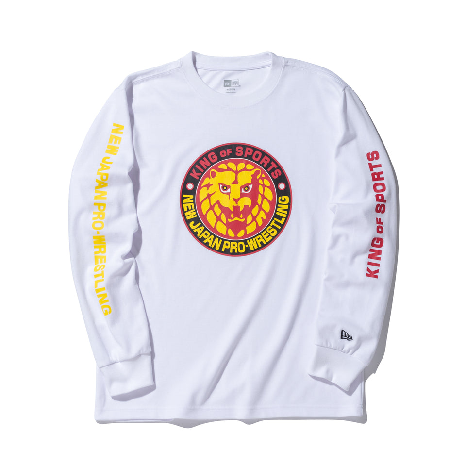 長袖 パフォーマンス Tシャツ 新日本プロレス ライオンマーク ホワイト レギュラーフィット
