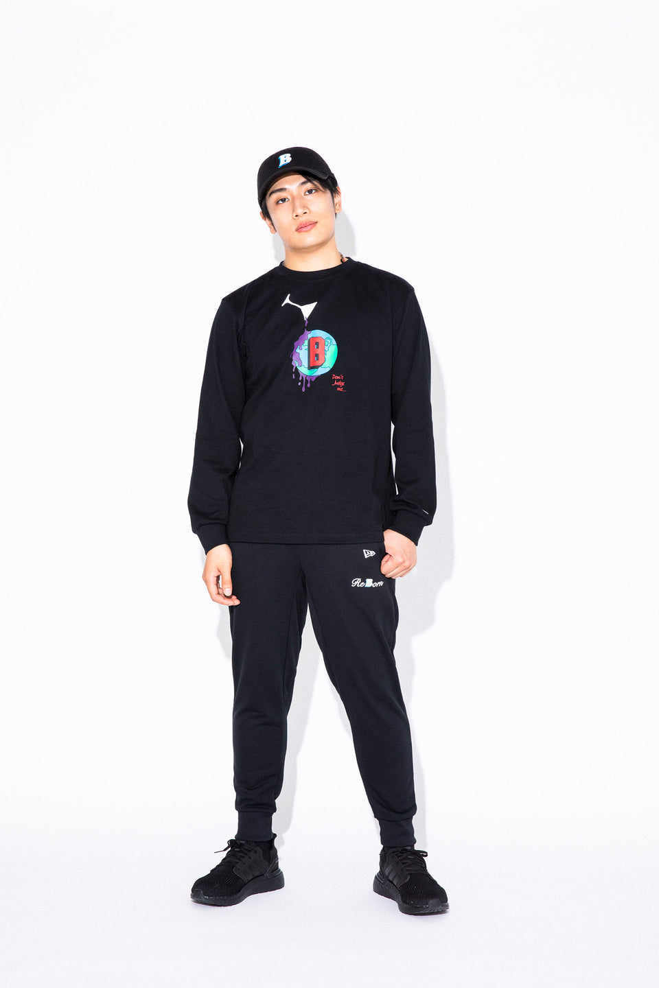 長袖 パフォーマンス Tシャツ BALLISTIK BOYZ from EXILE TRIBE Bロゴ ブラック レギュラーフィット