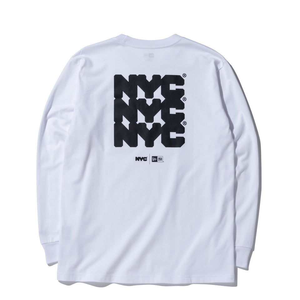 長袖 コットン Tシャツ NYC チャンキーロゴ ホワイト レギュラーフィット