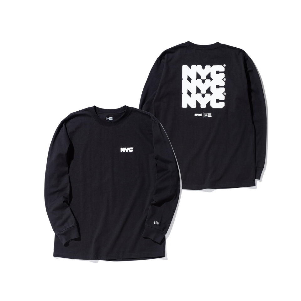 長袖 コットン Tシャツ NYC チャンキーロゴ ブラック レギュラーフィット