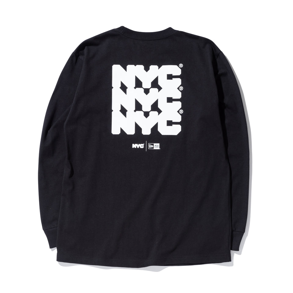 長袖 コットン Tシャツ NYC チャンキーロゴ ブラック レギュラーフィット