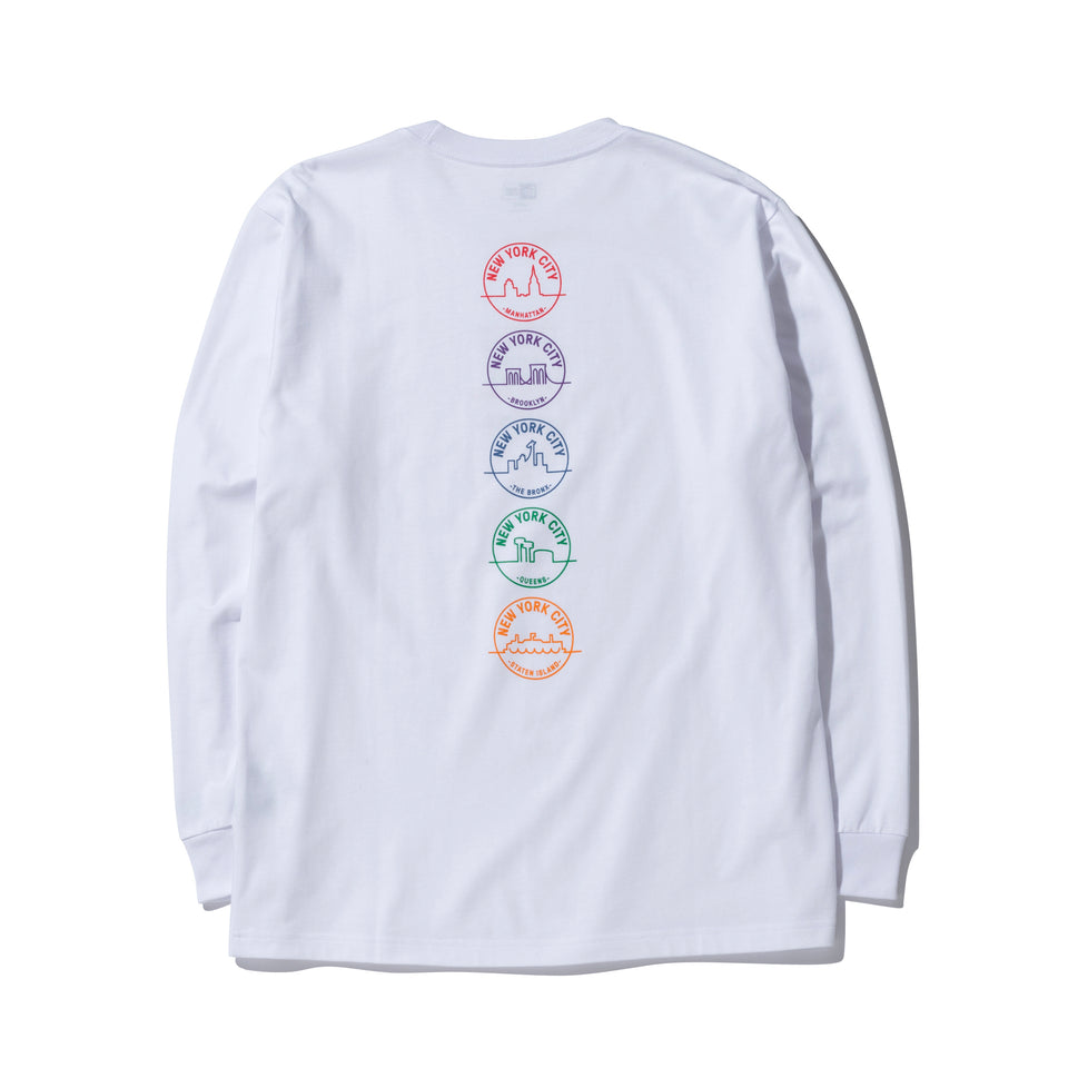長袖 コットン Tシャツ NYC 5ボロー ホワイト レギュラーフィット