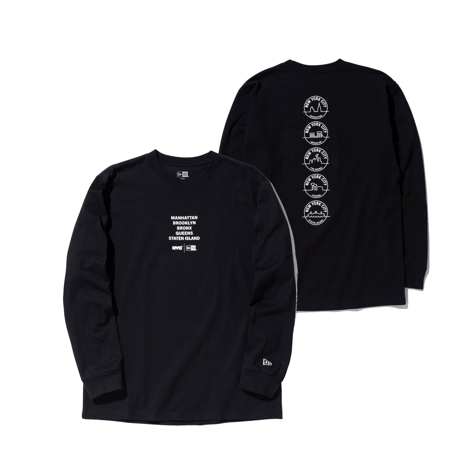 長袖 コットン Tシャツ NYC 5ボロー ブラック レギュラーフィット