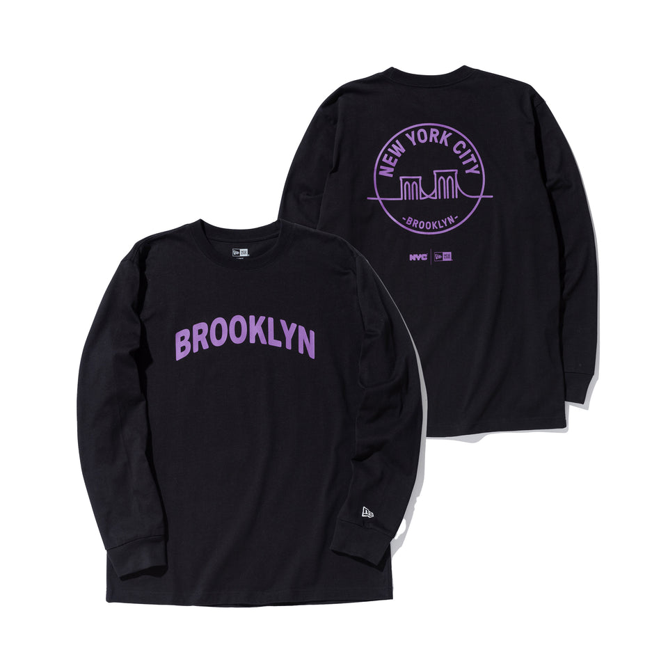 長袖 コットン Tシャツ NYC 5ボロー BROOKLYN ブラック レギュラーフィット