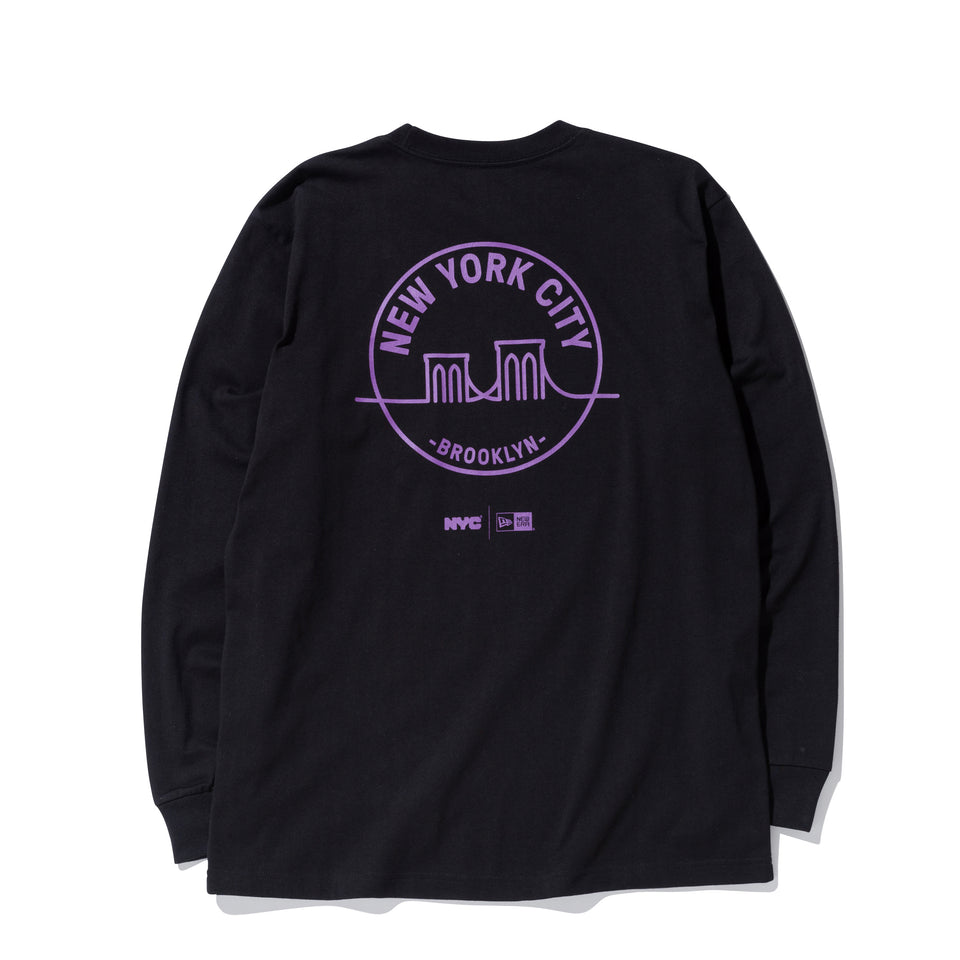 長袖 コットン Tシャツ NYC 5ボロー BROOKLYN ブラック レギュラーフィット