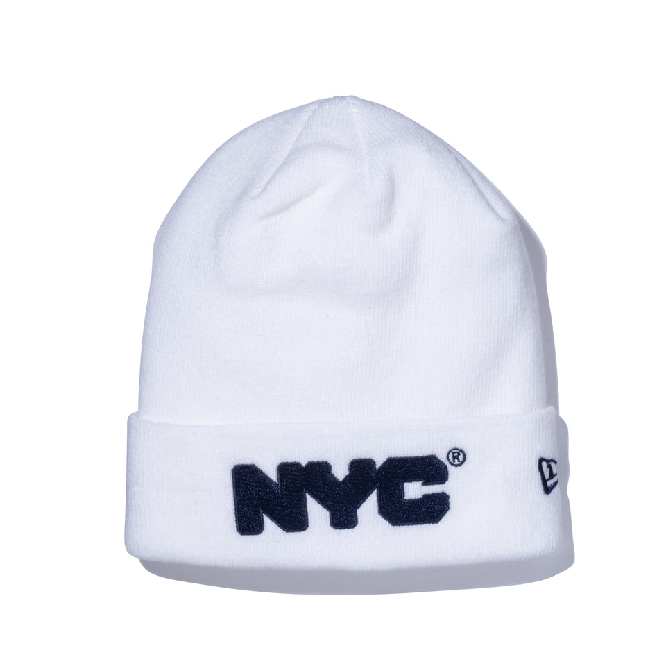 ベーシック カフニット NYC チャンキーロゴ ホワイト