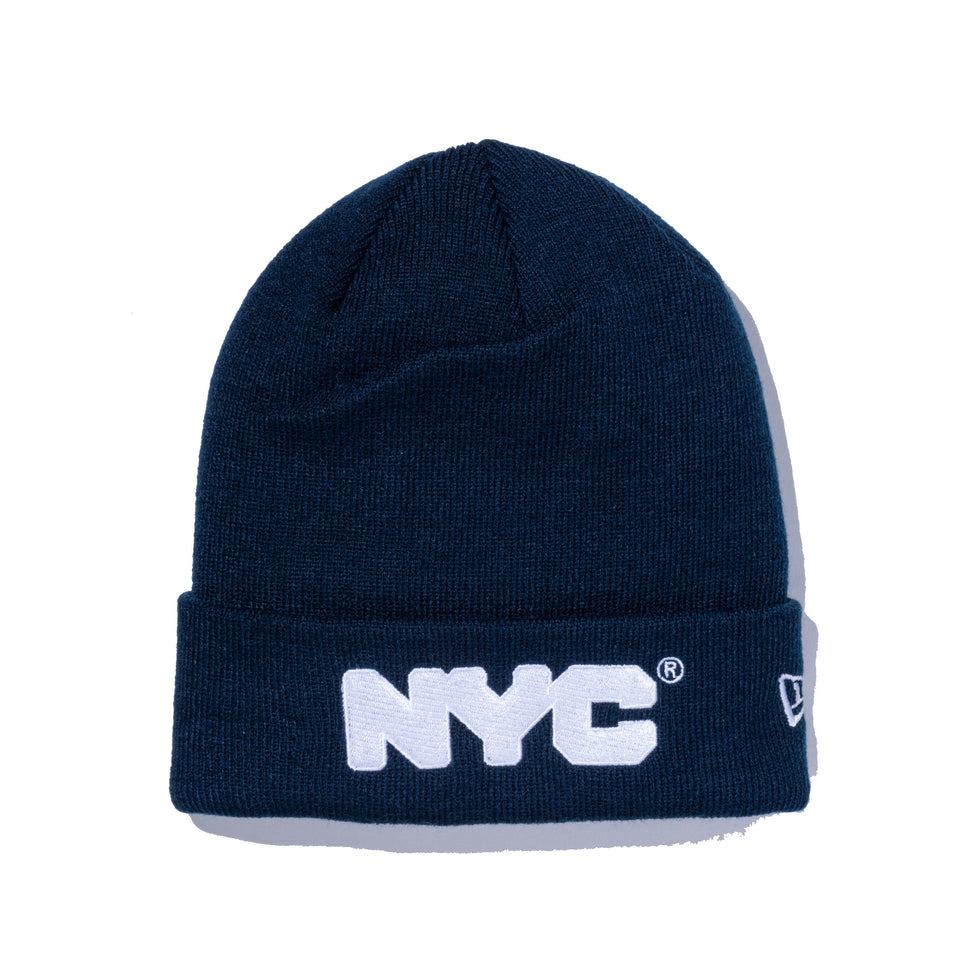 ベーシック カフニット NYC チャンキーロゴ ネイビー