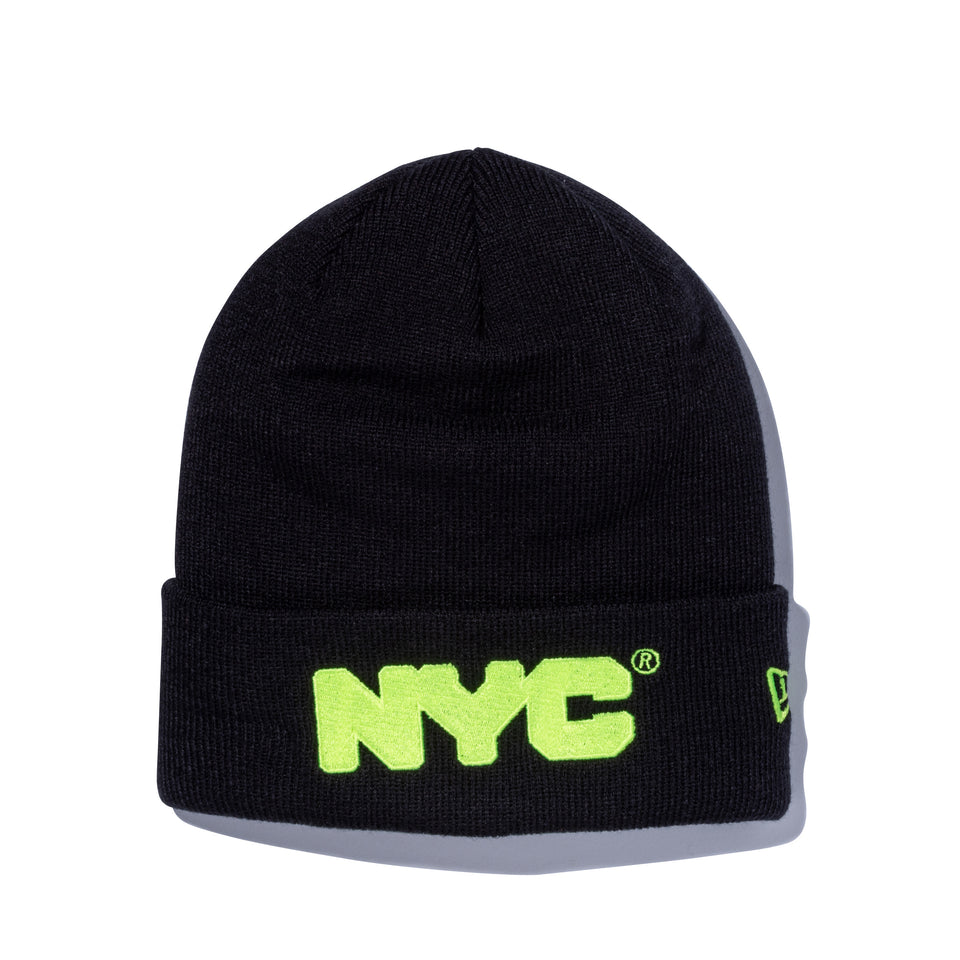 ベーシック カフニット NYC チャンキーロゴ ブラック × ネオンイエロー