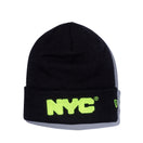 ベーシック カフニット NYC チャンキーロゴ ブラック × ネオンイエロー