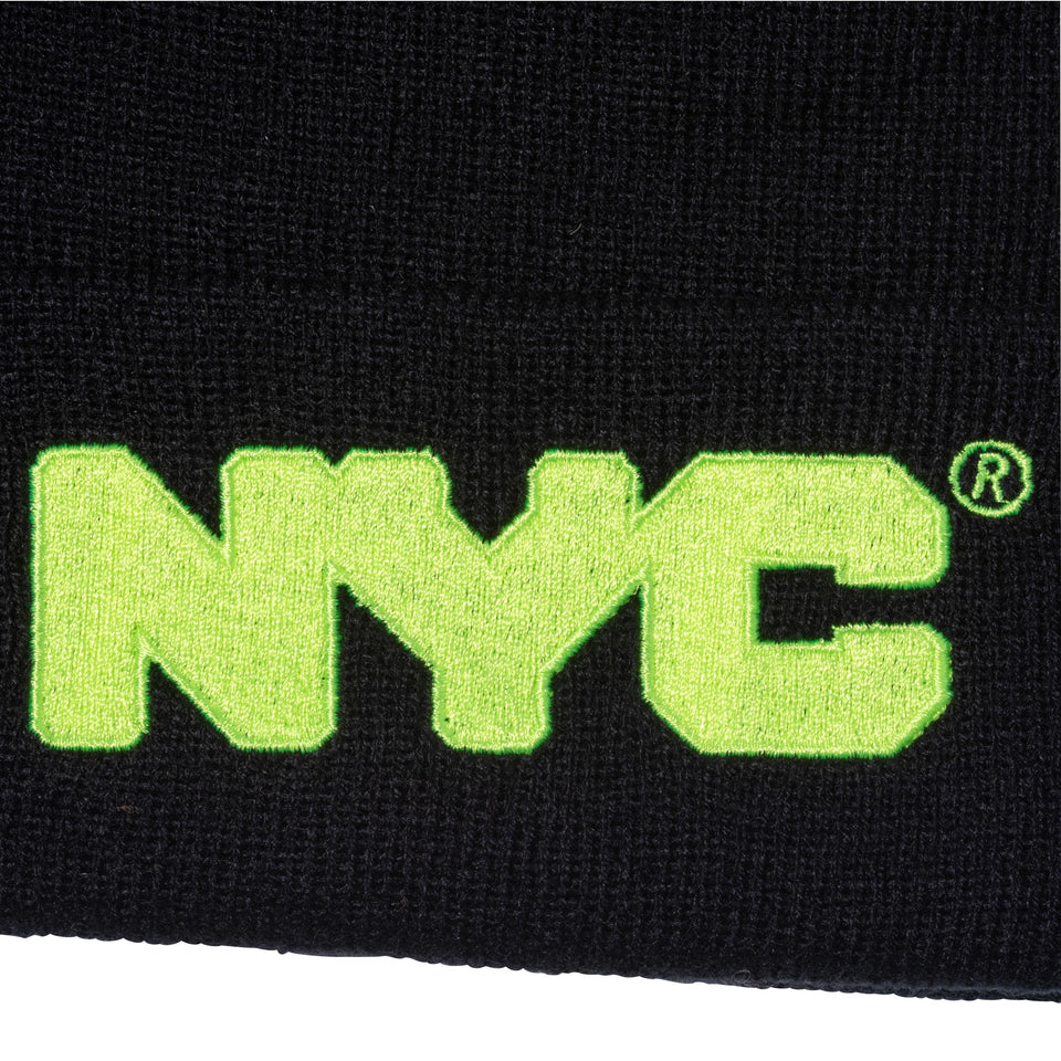 ベーシック カフニット NYC チャンキーロゴ ブラック × ネオンイエロー